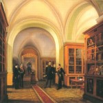 C.Деладвез. Посещение императором Николаем I Публичной библиотеки. 1853 г.