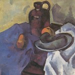Натюрморт с глиняным кувшином и фиолетовой драпировкой на круглом столе. 1917 г. Холст, масло. 79 х 88,5